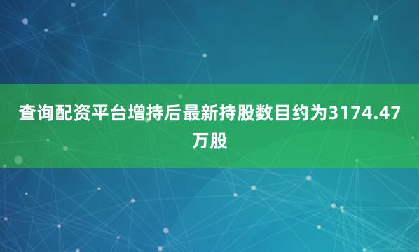 查询配资平台增持后最新持股数目约为3174.47万股